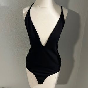 Asos deep plunge thong bodysuit